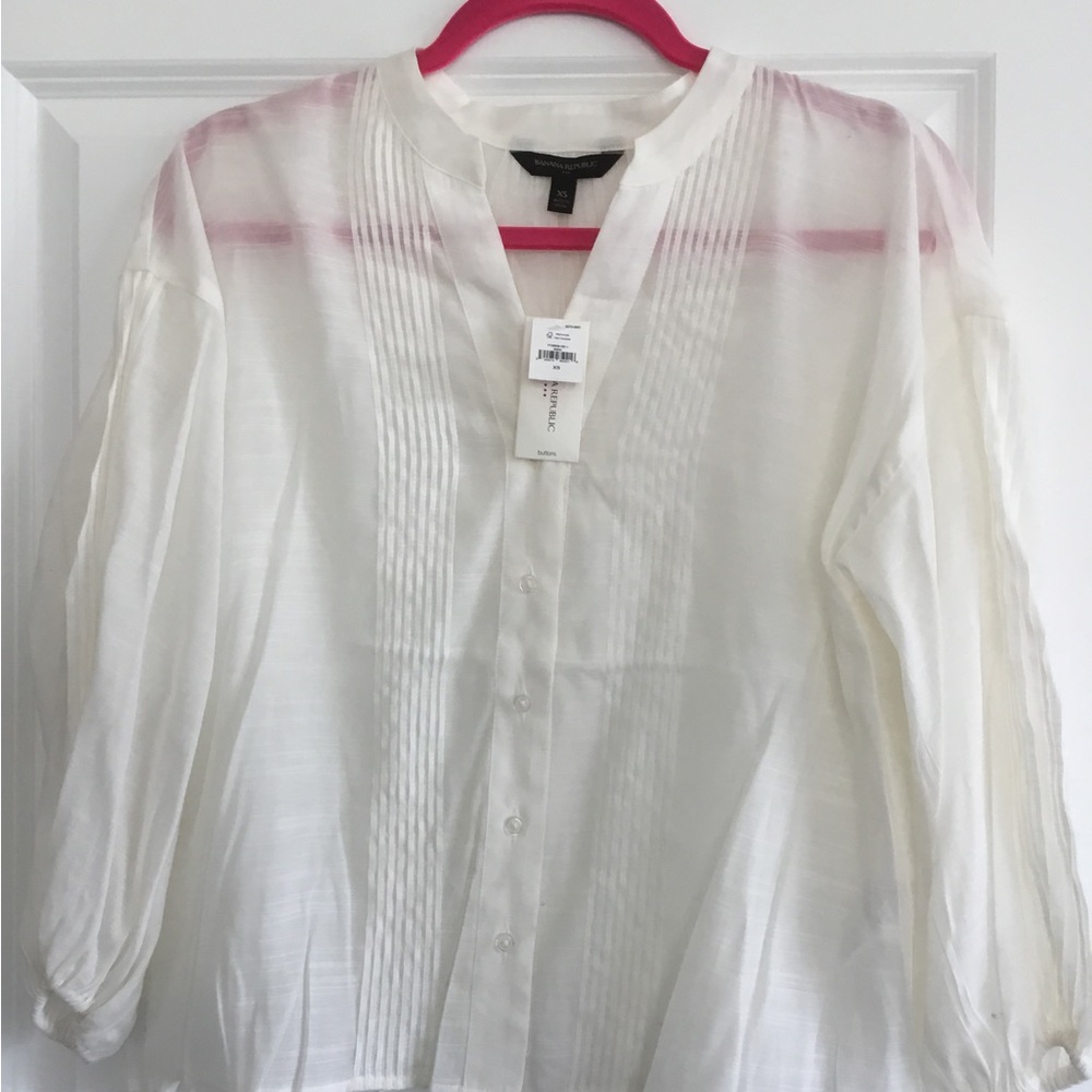 Banana Republic Factory Off White Sheer Button-Up Blouse